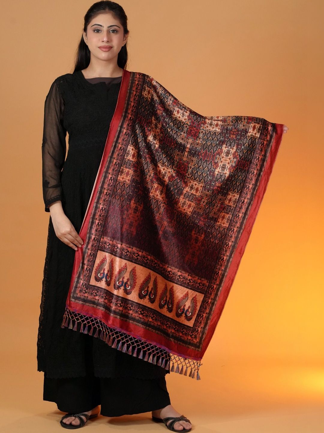 S.T. Women Ethnic Motifs Printed Acrylic Shawl-picture-34