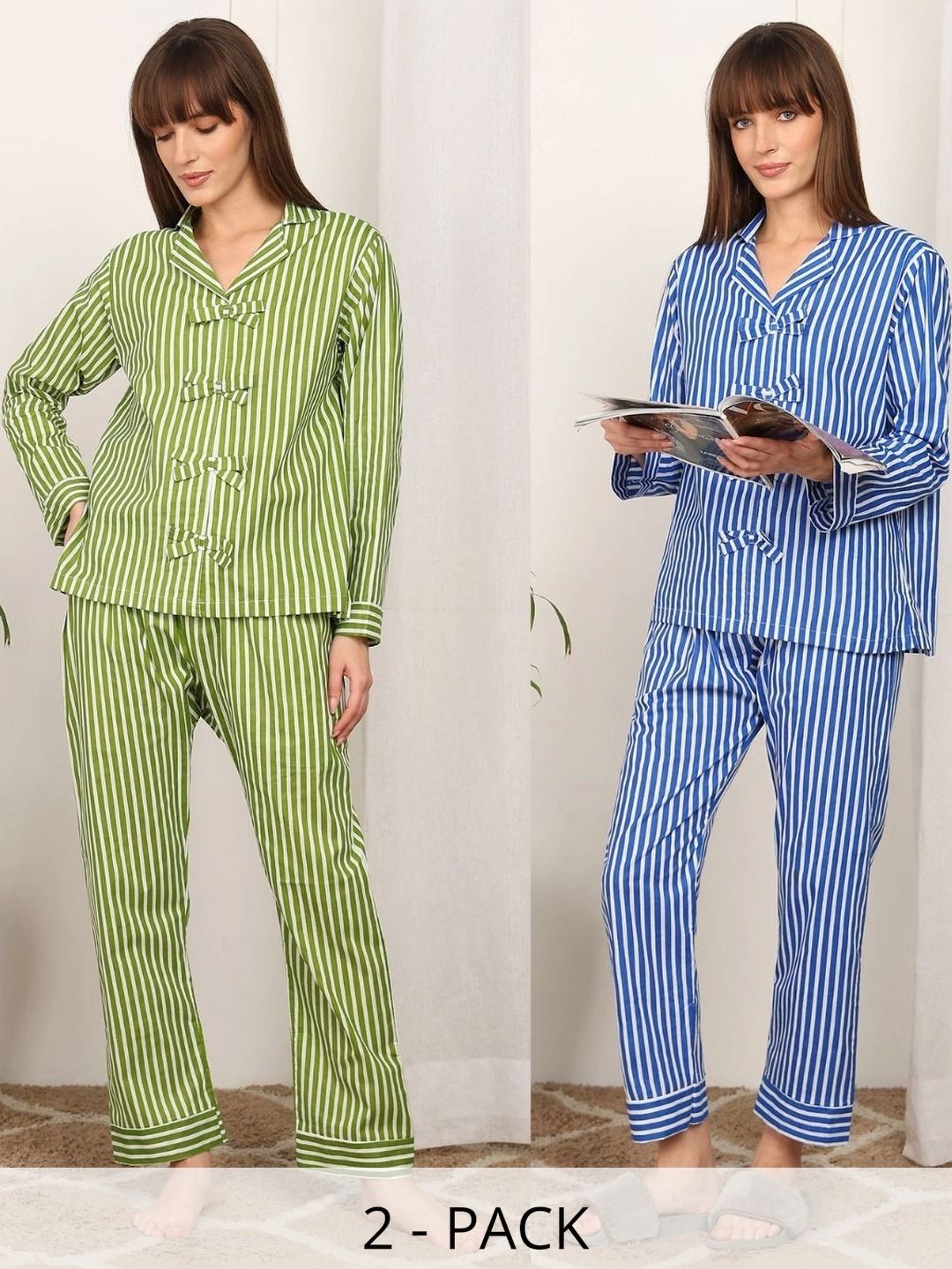 YUKATA Women Striped Night suit-picture-24
