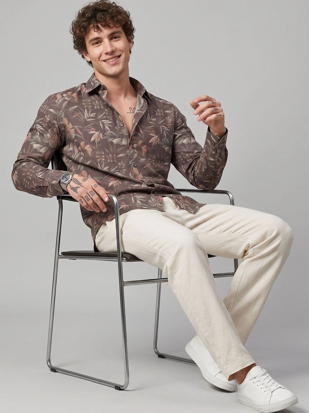 Charagh Din Men Premium Tailored Fit Floral Printed Casual Shirt-picture-24