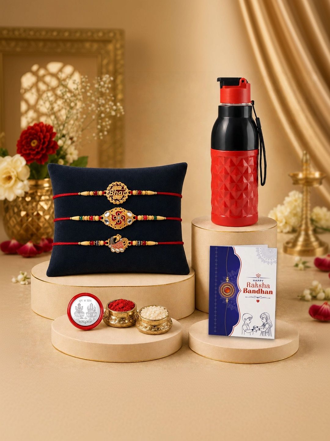 Myntra Elegant Homes Set of 8 Rakhi Gift Set With Silver Coin, Greeting Card & Roli Chawal-picture-27