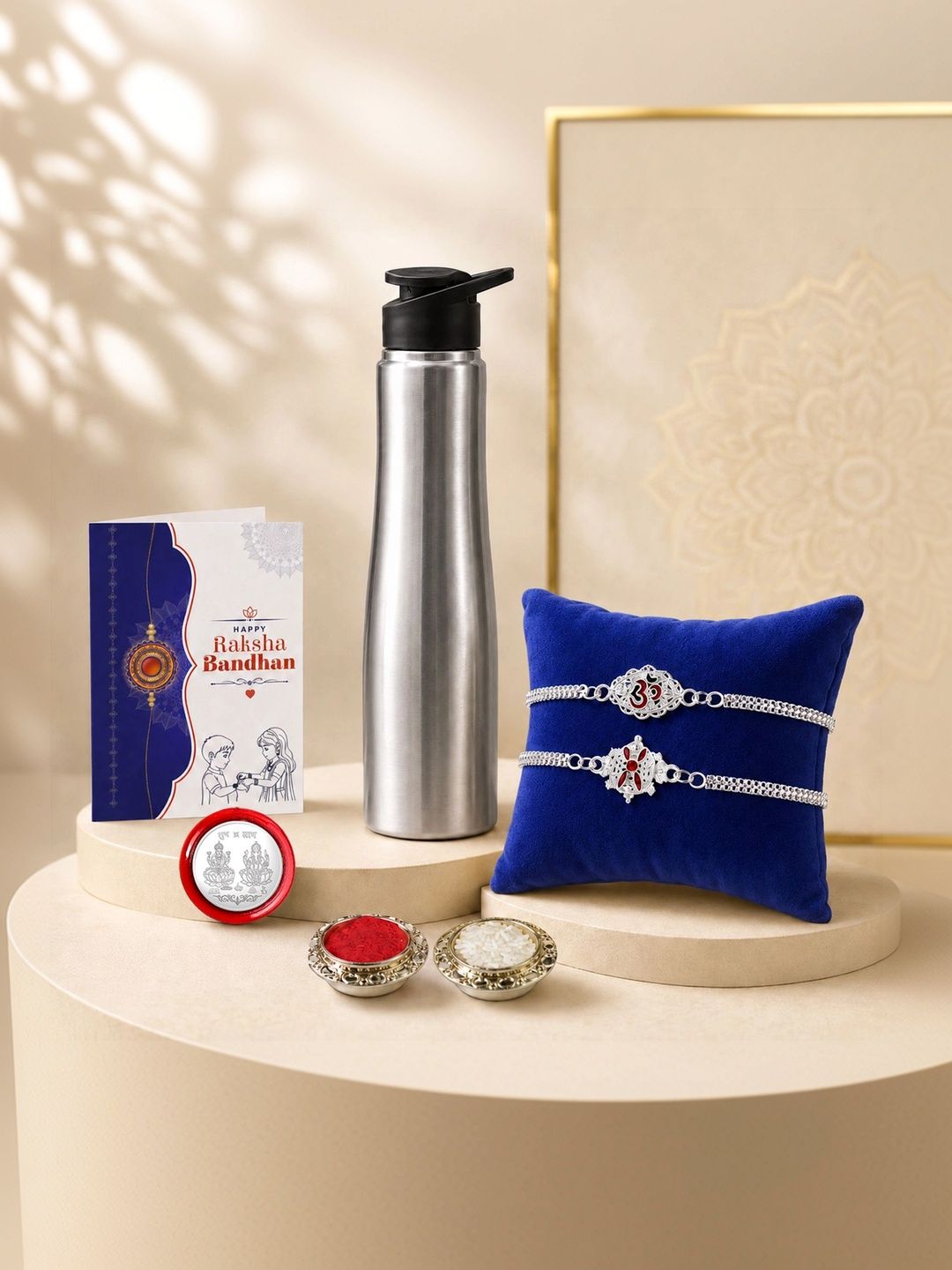Myntra Elegant Homes Set Of 7 Rakhi Gift Set With Silver Coin, Greeting Card & Roli Chawal-picture-18