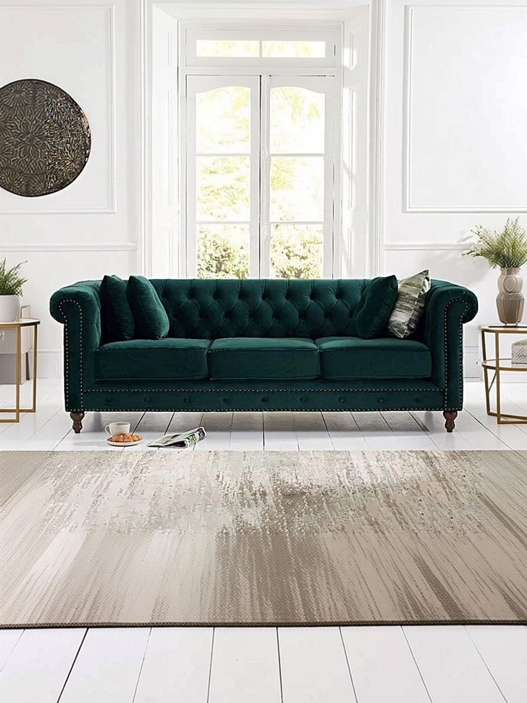 Soul craft Green 3 Seater Straight Sofa-picture-26
