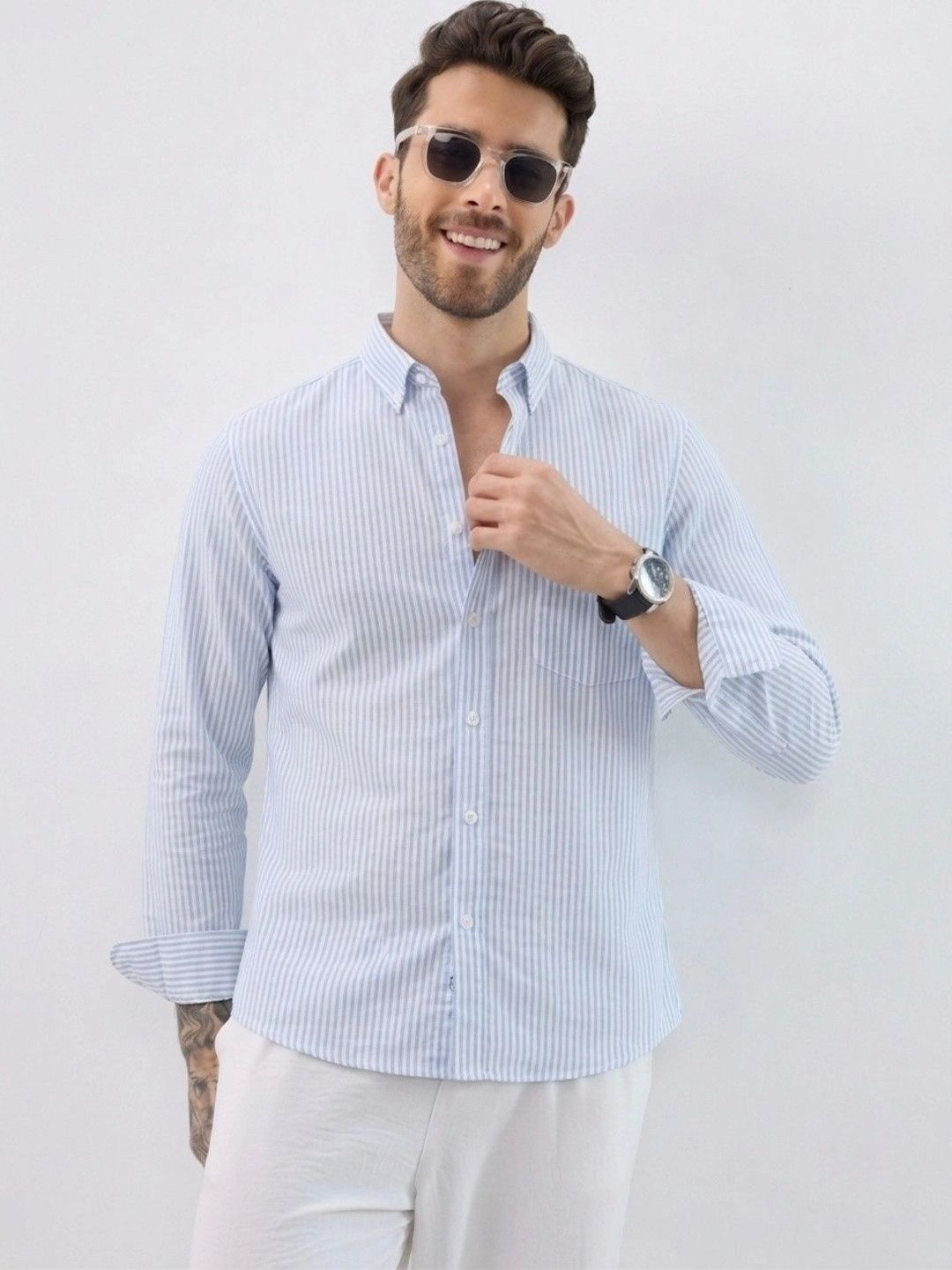 HENSHIKA Men Standard Striped Casual Shirt-picture-23