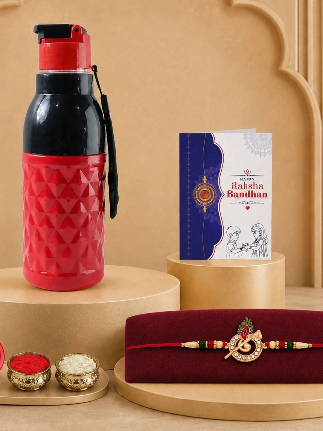 Myntra Elegant Homes Rakhi With Greeting Card Water Bottle Silver Coin & Roli Chawal-picture-53