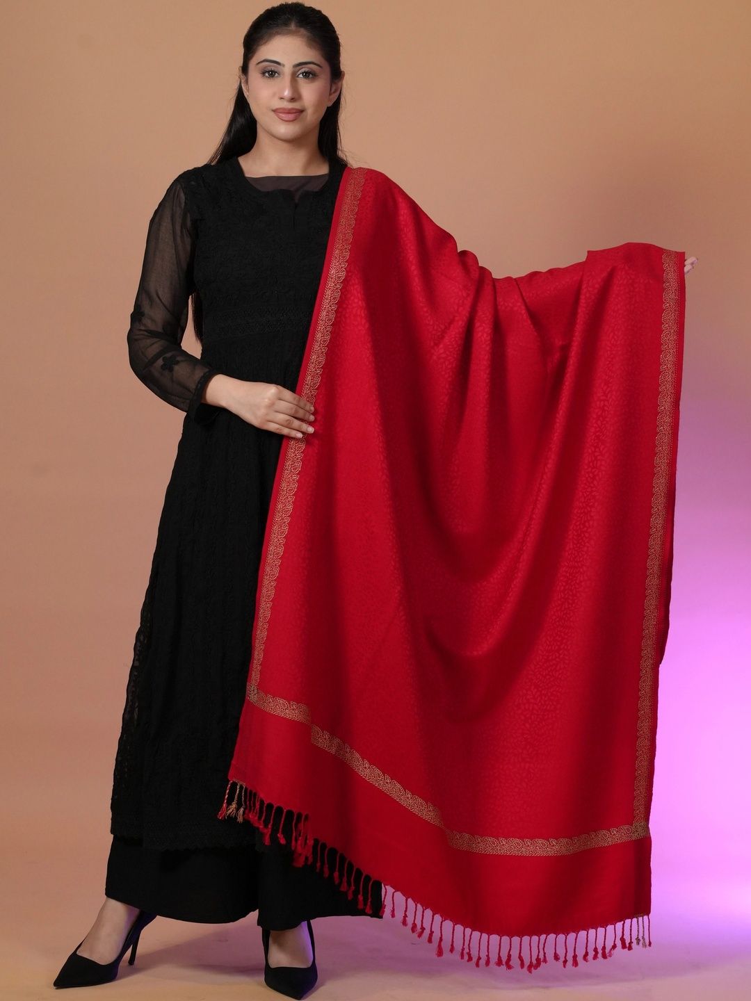 S.T. Women Woven Design Acrylic Shawl-picture-58