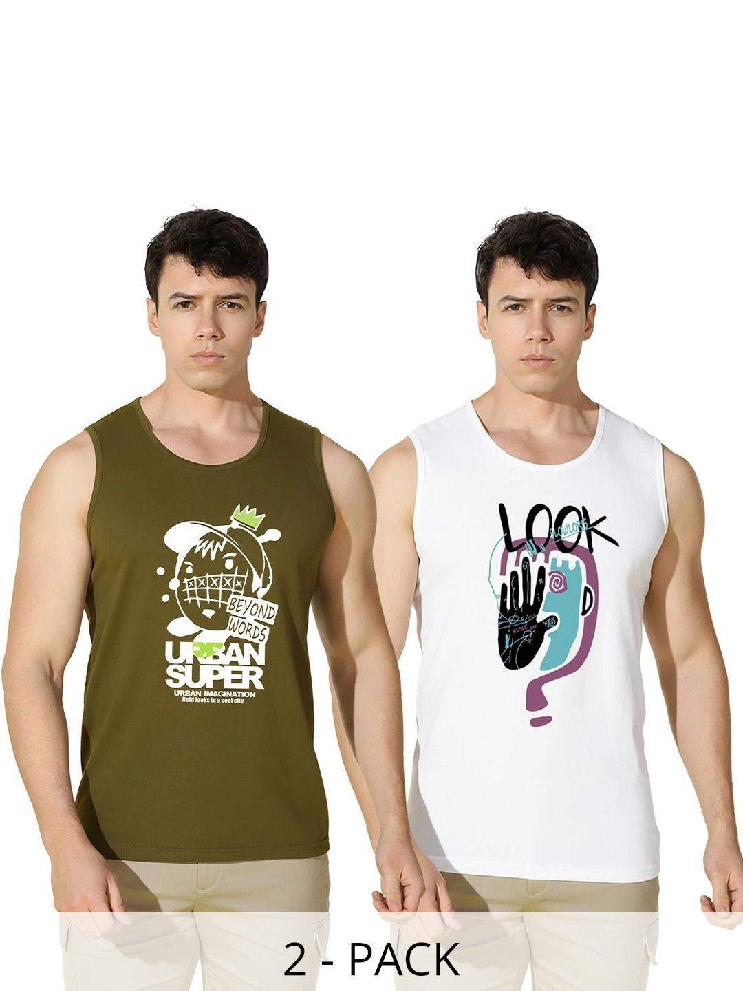 SLOWLORIS Pack of 2 Printed Cotton Tank-picture-36