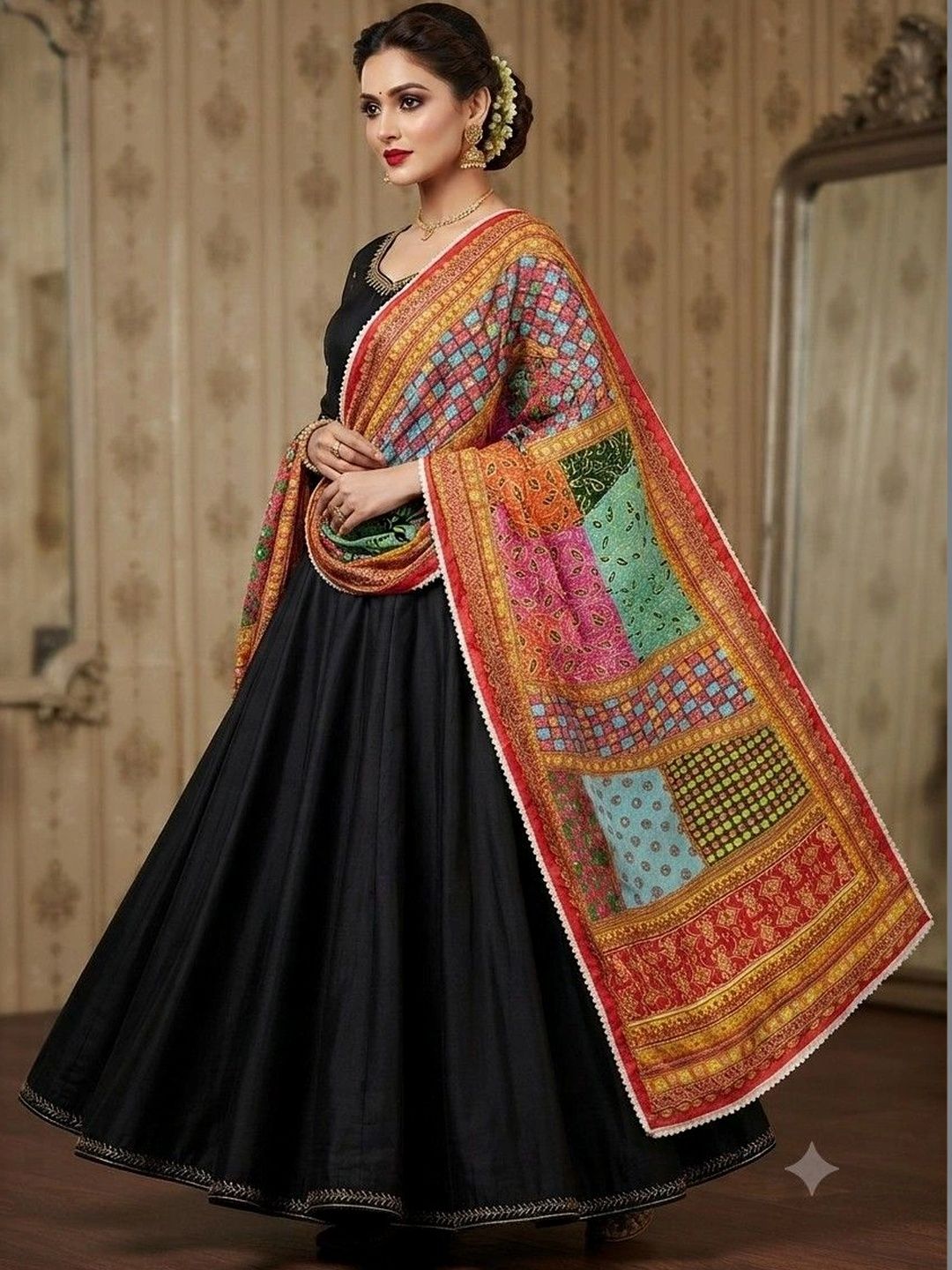 Kinjhit Fashion Printed Dupatta with Mirror Work-picture-55