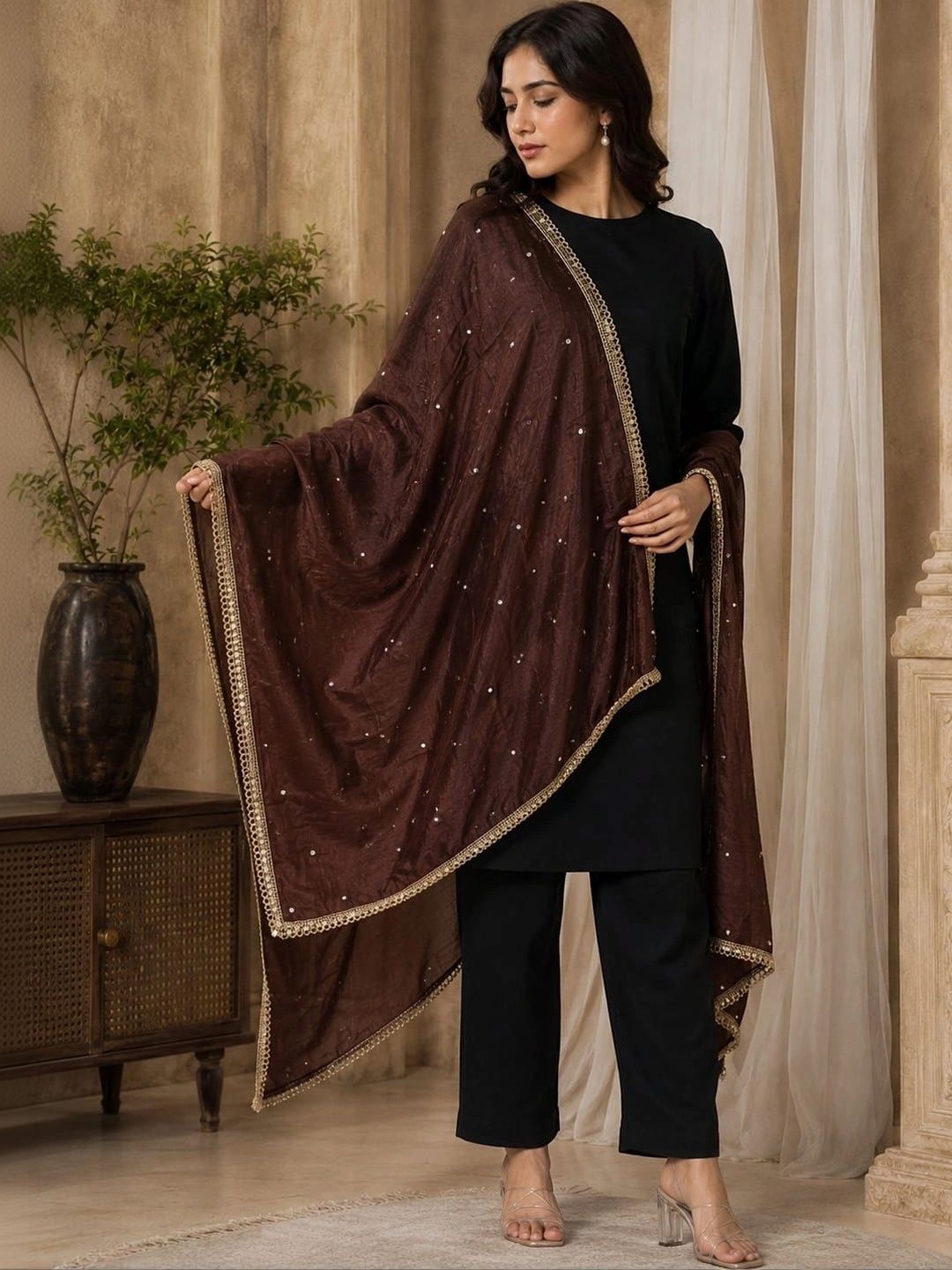 Karthav Fashion Dupatta with Sequinned-picture-21
