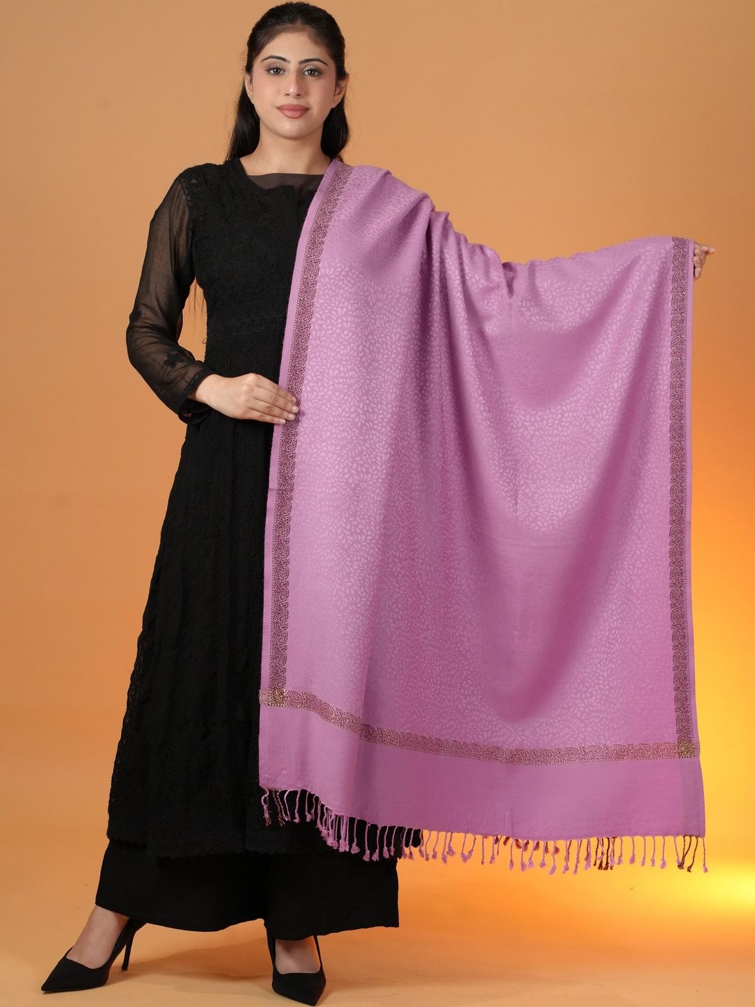 S.T. Women Botanical Woven Design Acrylic Shawl-picture-45