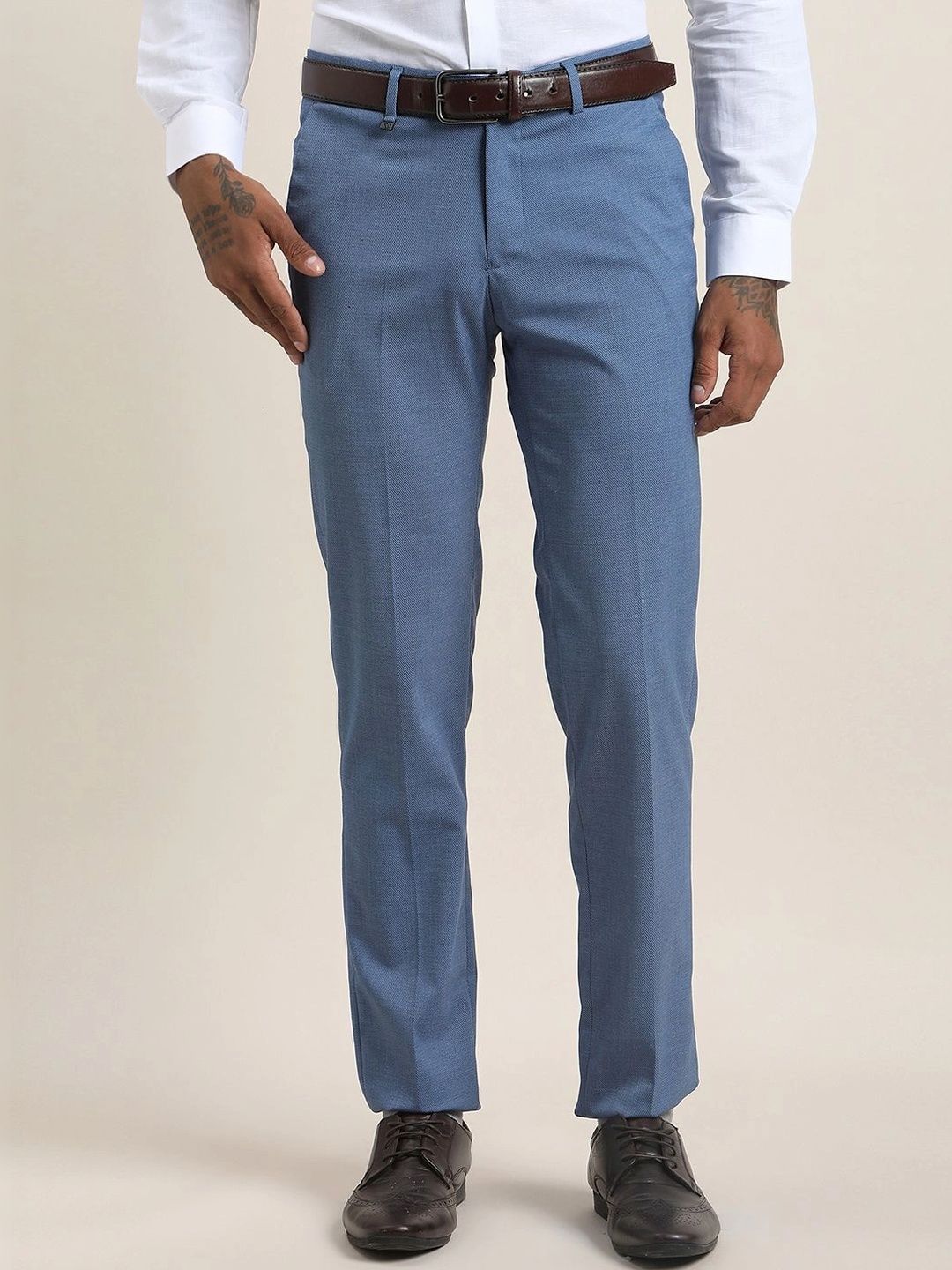 Turtle Men Tailored Slim Fit Easy Wash Trousers-picture-28