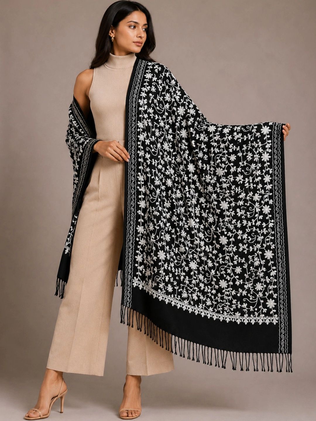HAUTEMODA Women Floral Embroidered Shawl-picture-35