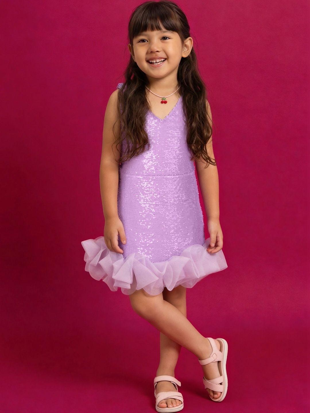 Little Carrot Embellished Net A-Line Dress-picture-52