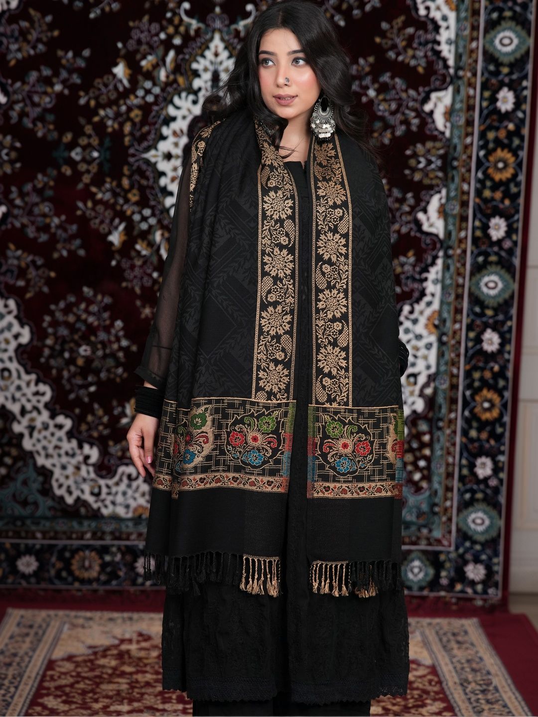 S.T. Women Ethnic Motifs Embroidered Acrylic Shawl-picture-41