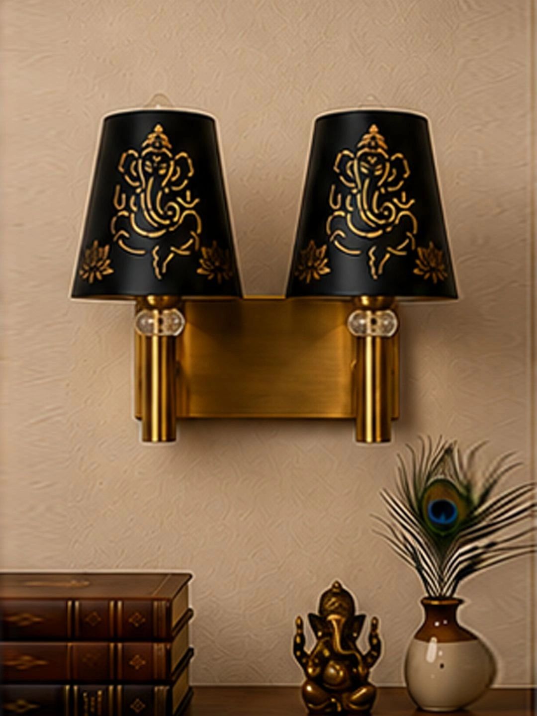 Myntra Elegant Homes Black Metal Frustum Shaped Wall Lamp-picture-33