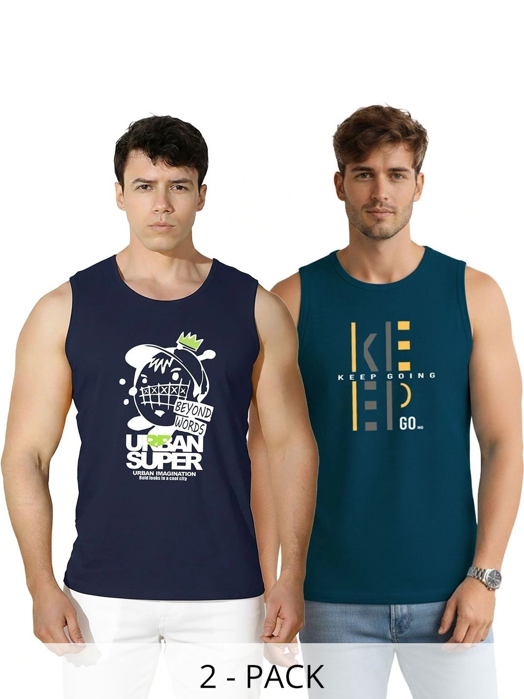 MINISTRY OF FRIENDS Pack of 2 Printed Cotton Gym Vest-picture-13