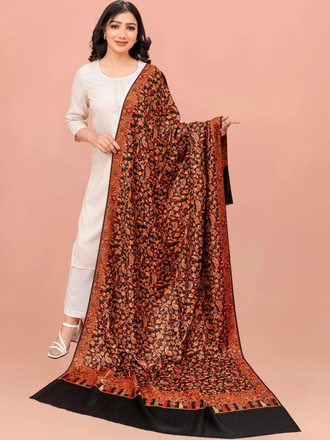Kala Maison Women Paisley Woven Design Shawl-picture-39