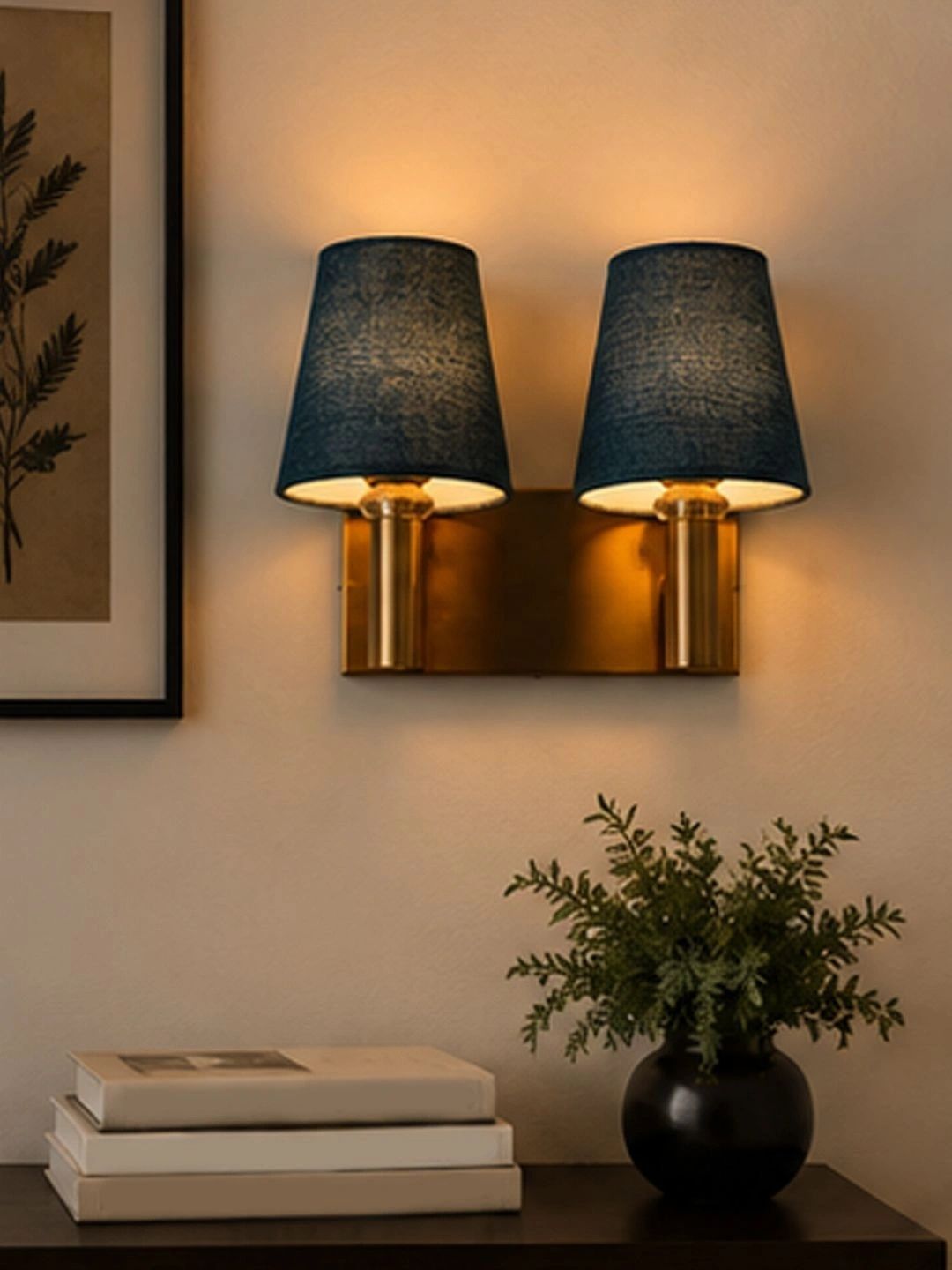Myntra Elegant Homes Blue Textured Metal Contemporary Frustum Shaped Wall Lamp-picture-21