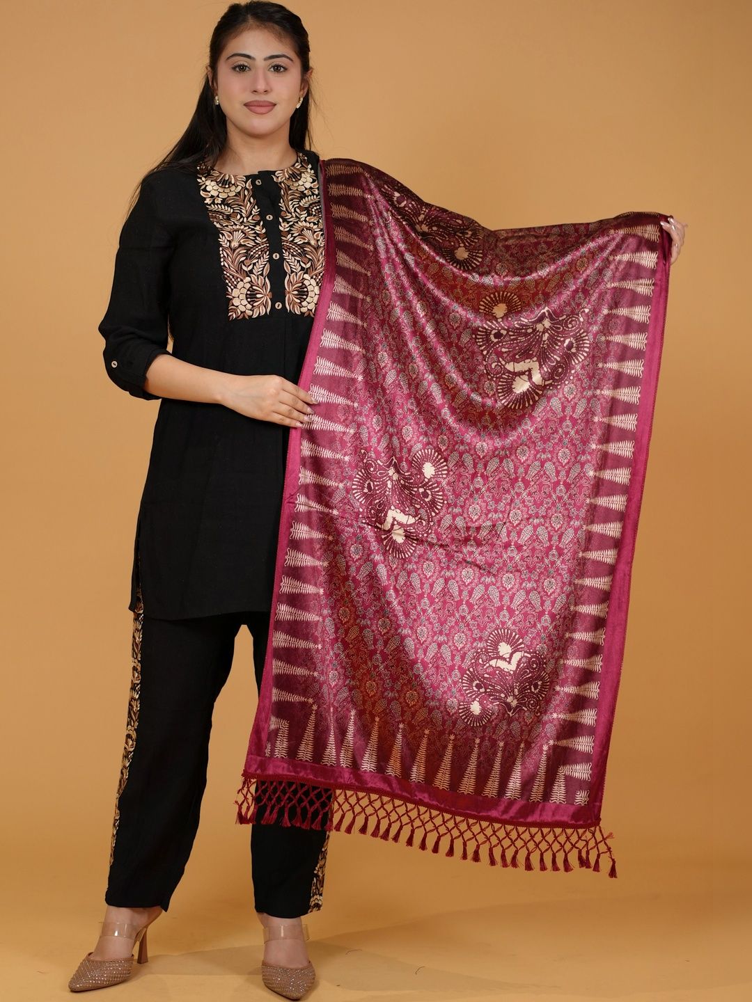 S.T. Women Ethnic Motifs Woven Design Acrylic Shawl-picture-18