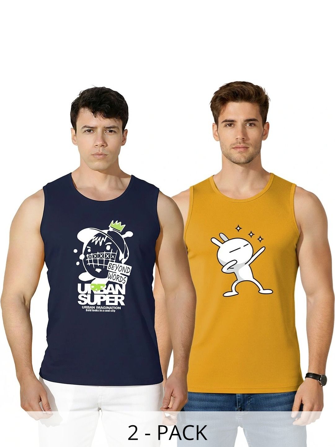 SLOWLORIS Pack of 2 Printed Cotton Tank-picture-15