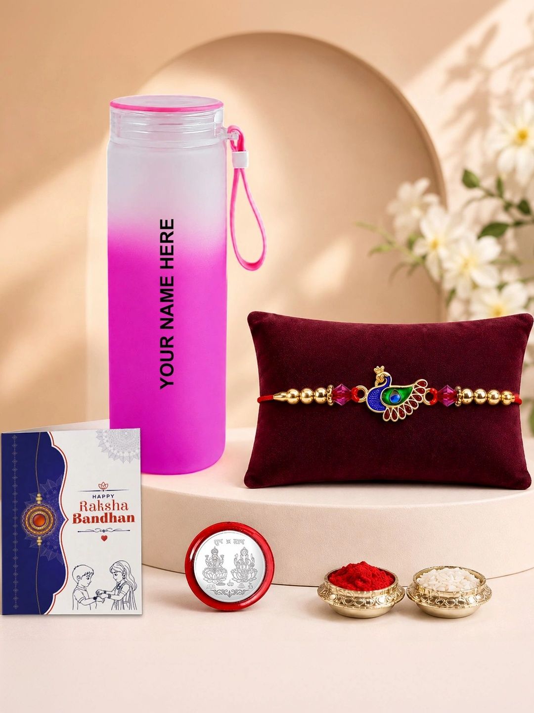 Myntra Elegant Homes Rakhi With Greeting Card Water Bottle Silver Coin & Roli Chawal-picture-13