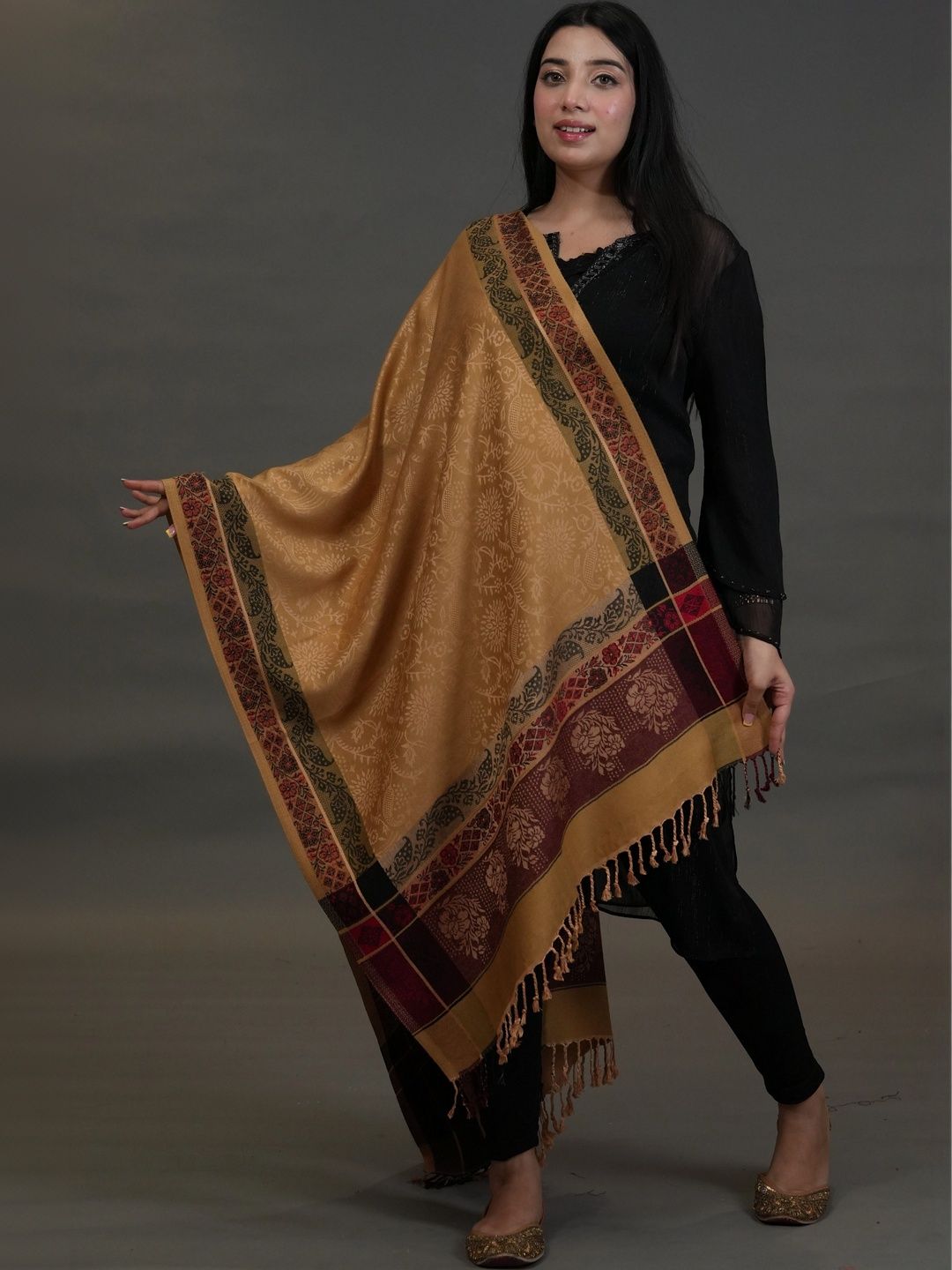 S.T. Women Floral Woven Design Acrylic Shawl-picture-49