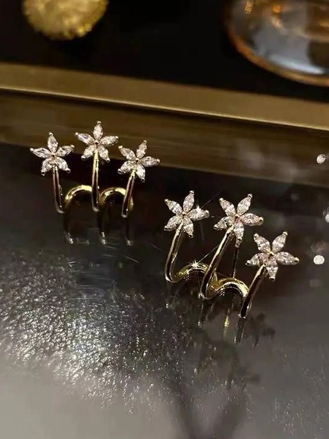 Celestria Floral Ear Cuff Earrings-picture-56