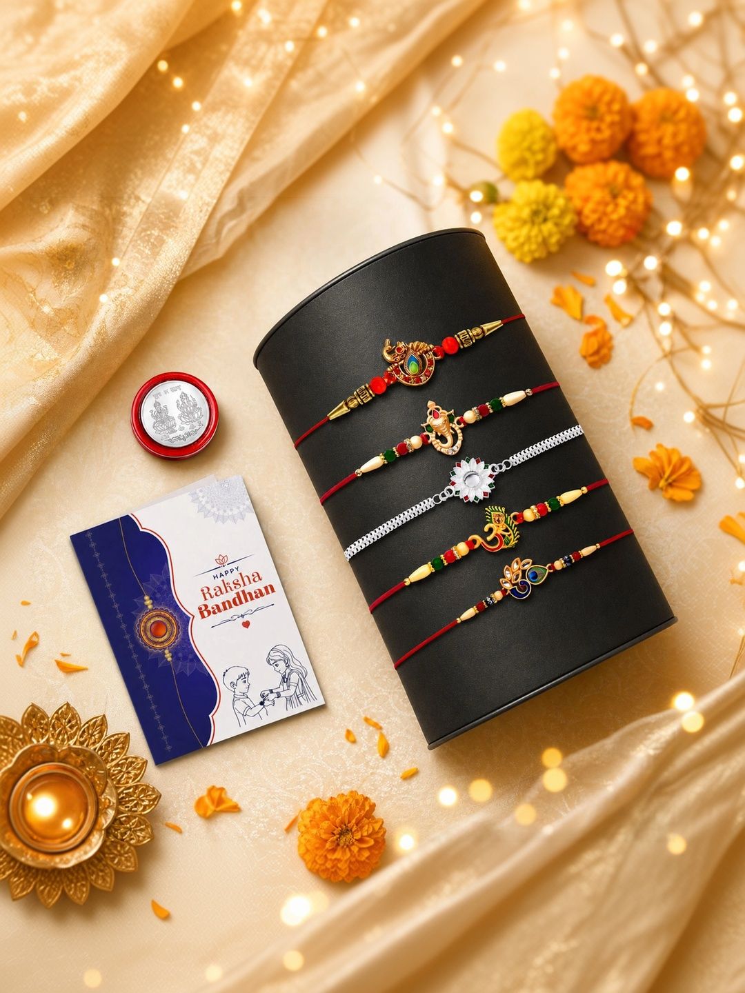 Myntra Elegant Homes 9-Pcs Rakhi Greeting Card & Roli Chawal-picture-12