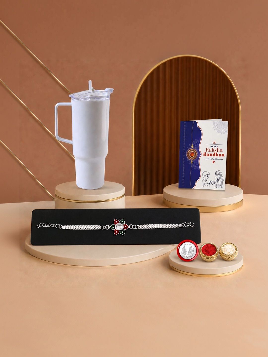 Myntra Elegant Homes Rakhi With Tumbler Silver Coin & Roli Chawal-picture-38