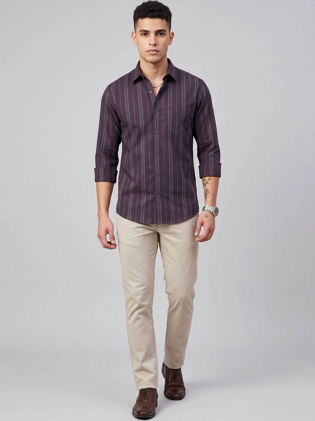 Charagh Din Men Premium Tailored Fit Striped Casual Shirt-picture-18