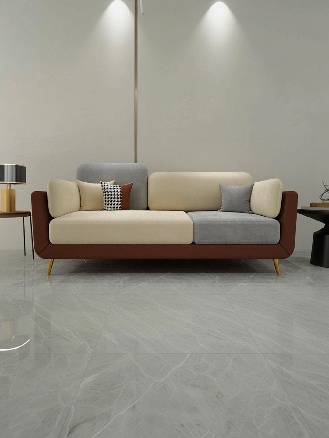 Soul craft Cream Wooden 3-Seater Sofa-image-36