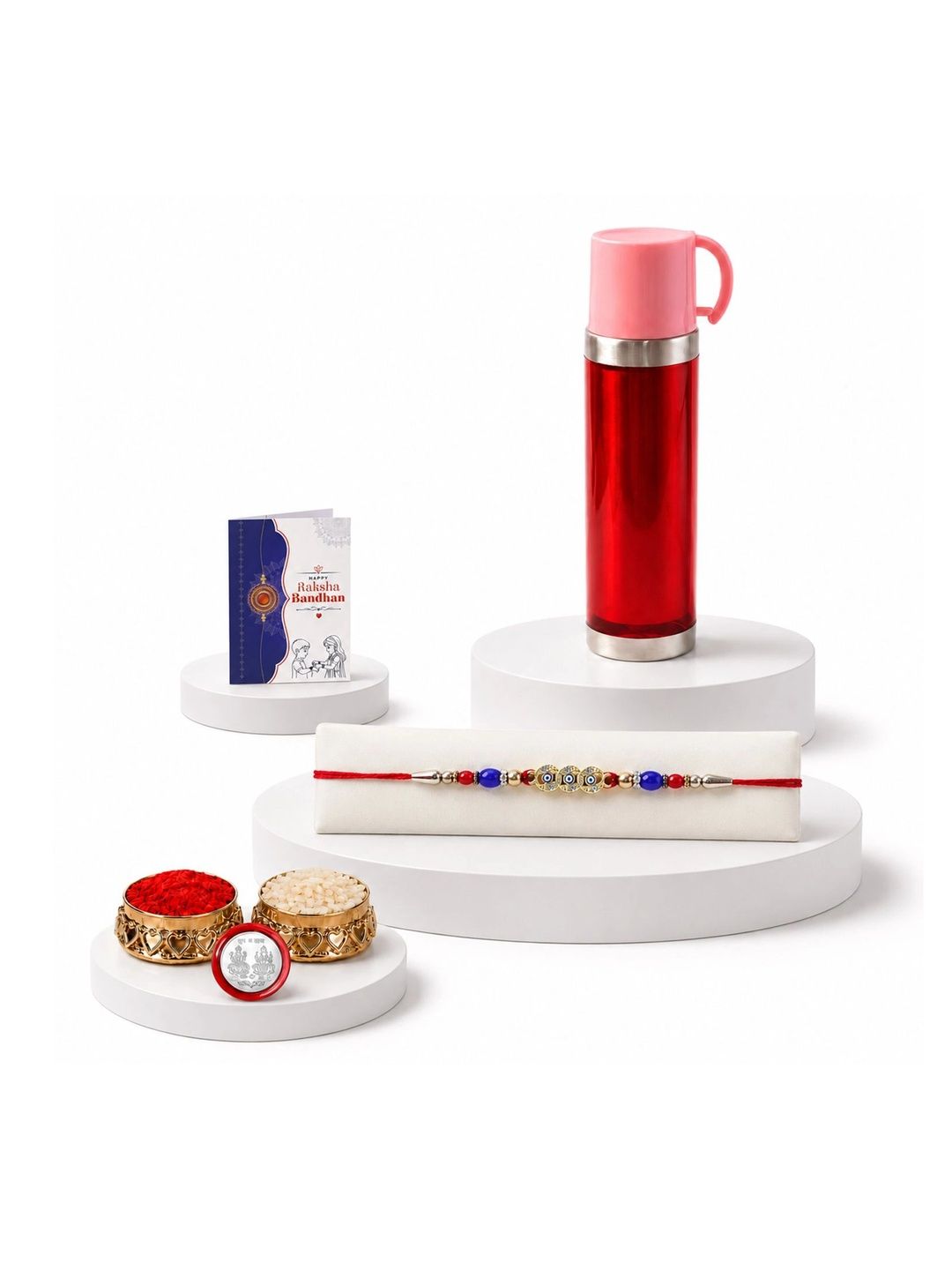 Myntra Elegant Homes Rakhi With Greeting Card Water Bottle Silver Coin & Roli Chawal-picture-52