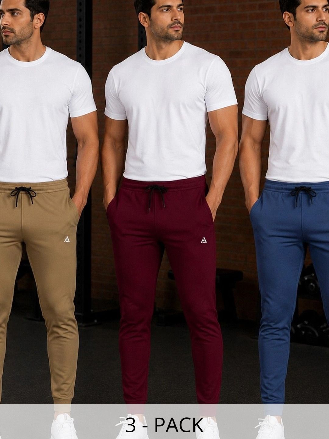 AVOLT Men Pack of 3 Regular Fit Brand Logo Training Joggers-picture-22