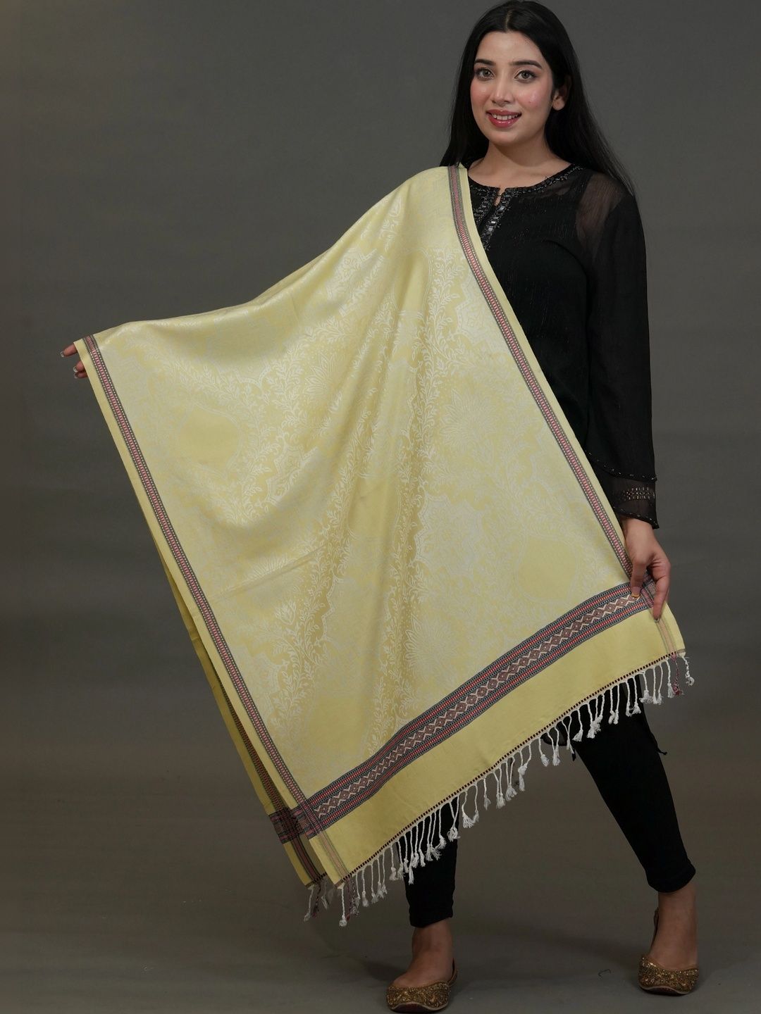 S.T. Women Ethnic Motifs Woven Design Acrylic Shawl-picture-43