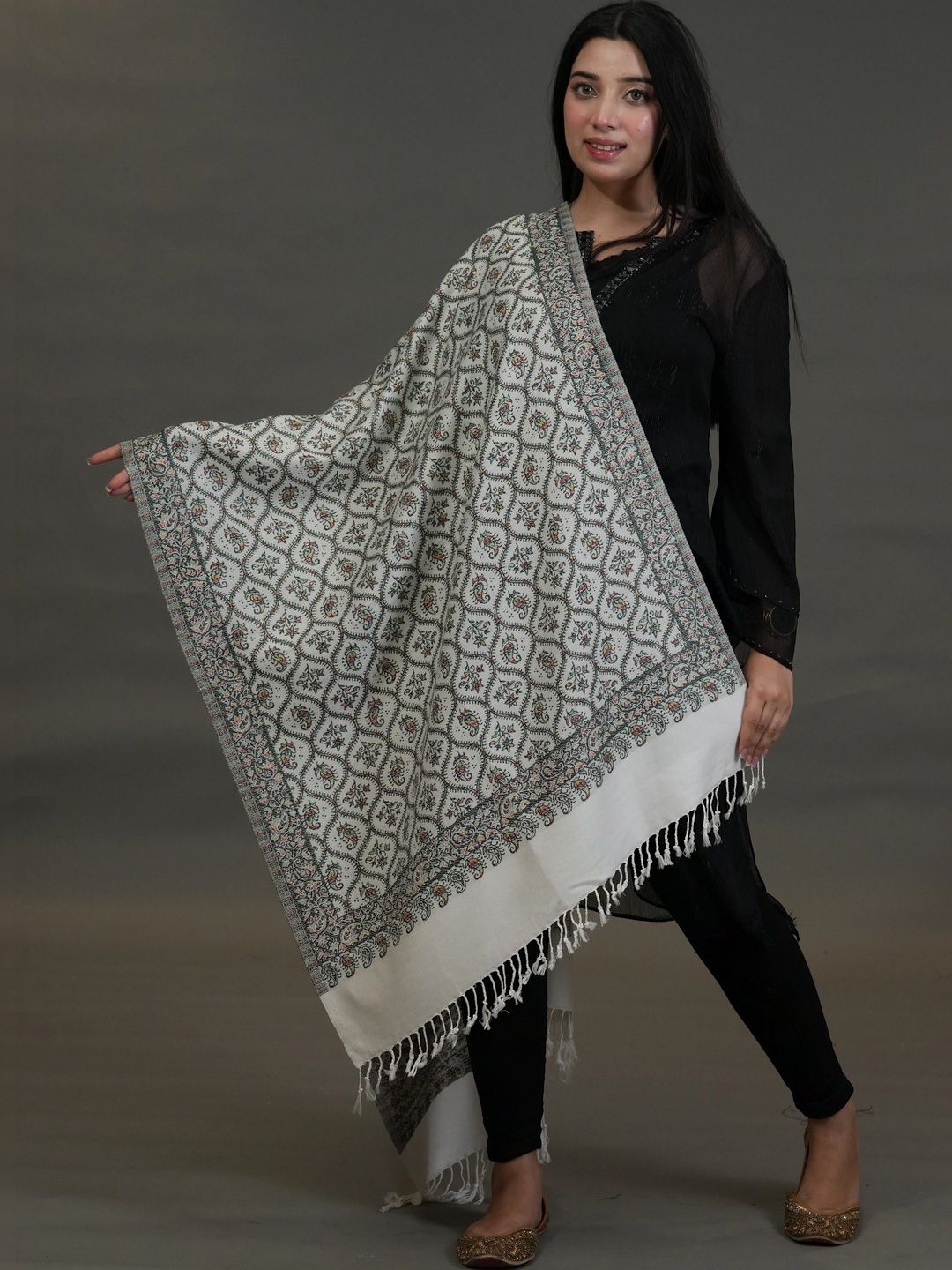 S.T. Women Ethnic Motifs Embroidered Acrylic Shawl-picture-23