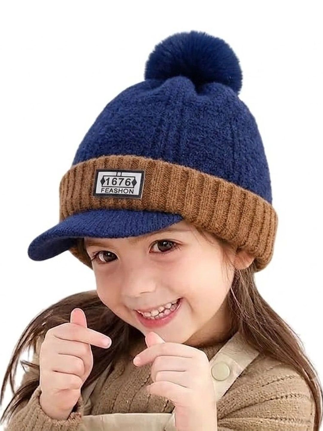 Gajraj Unisex Kids Colourblocked Woollen Baseball Cap-picture-51