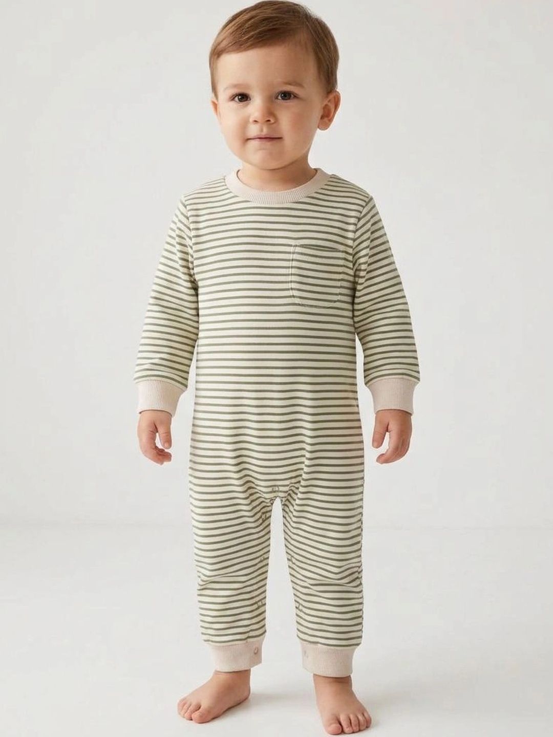 milknmini Infant Boys Striped Pure Cotton Round Neck Romper-picture-10