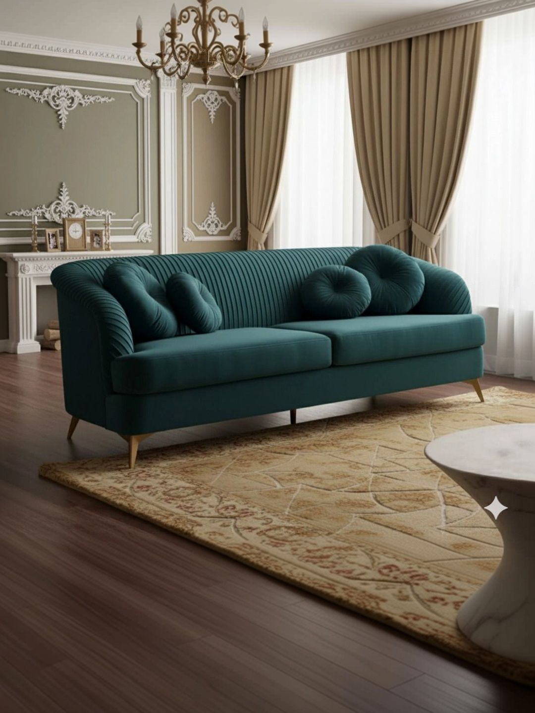 INDIAWOODMART Green 3 Seater Sofa-picture-20