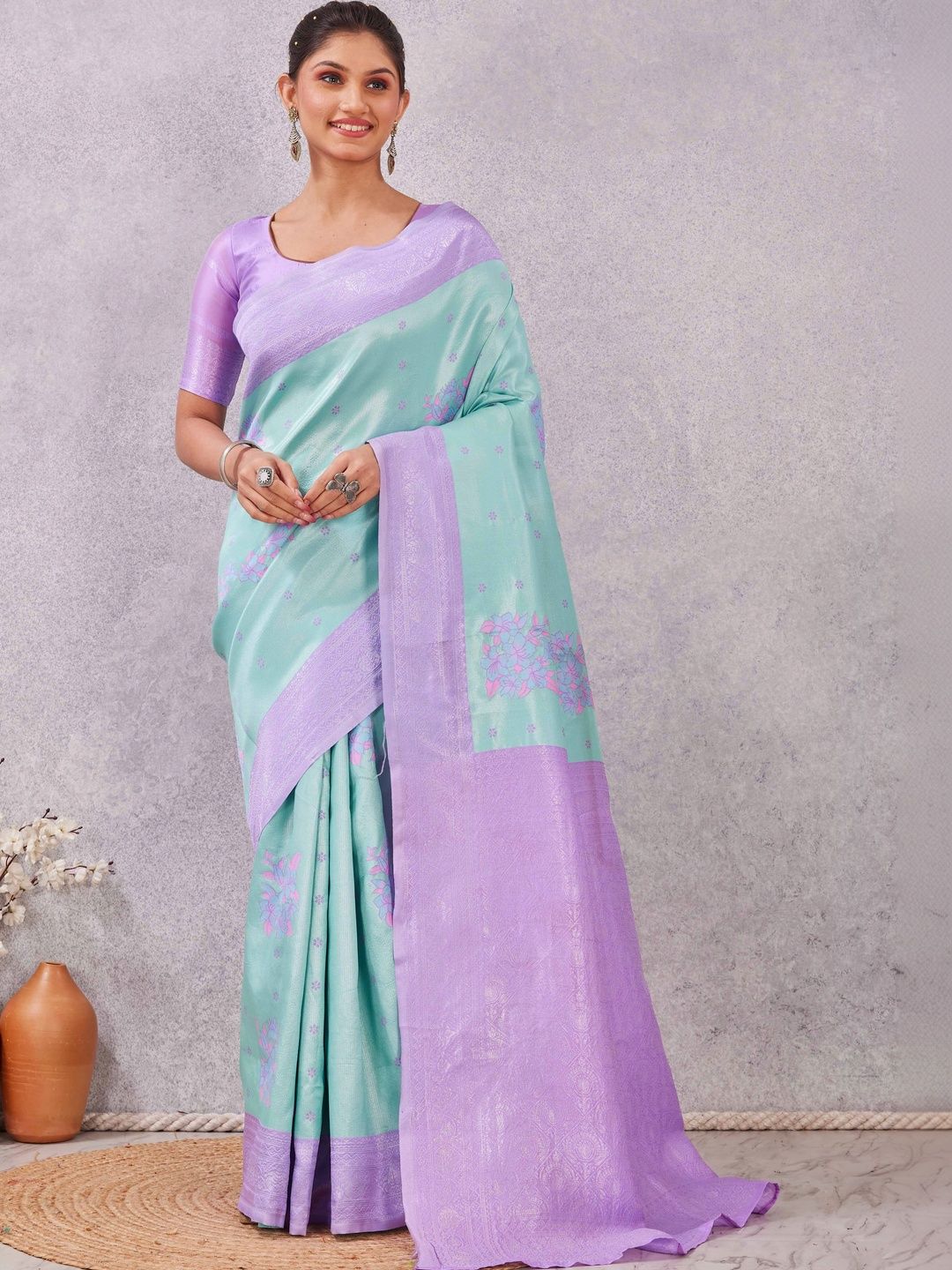 HERE&NOW Floral Woven Design Banarasi Saree-picture-10