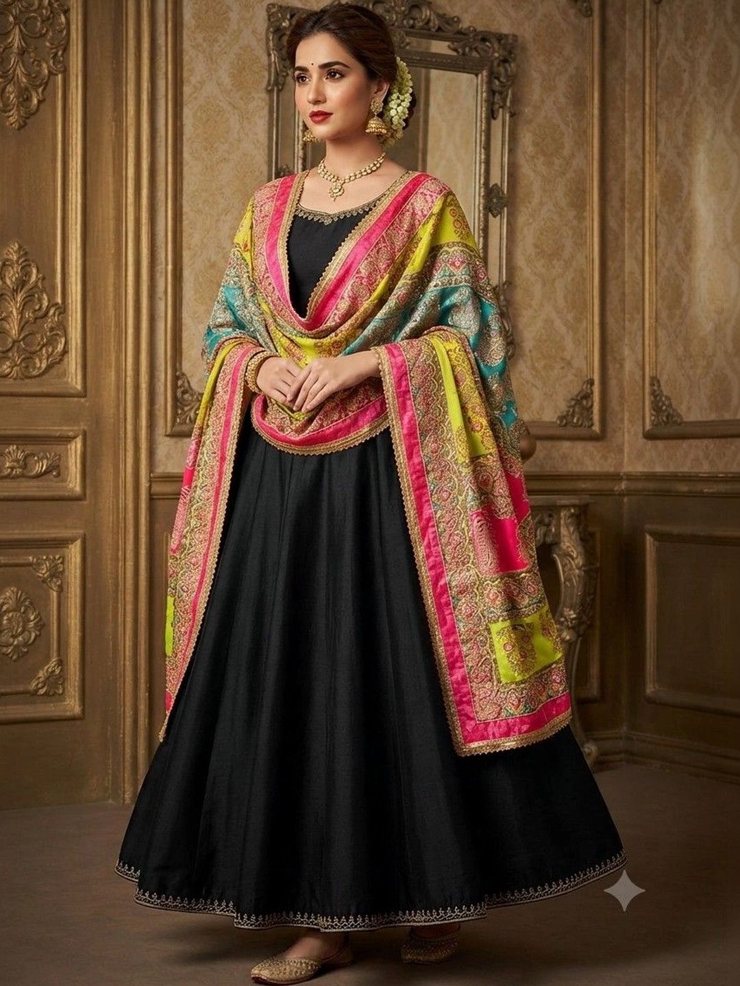 Kinjhit Fashion Printed Dupatta with Mirror Work-picture-16