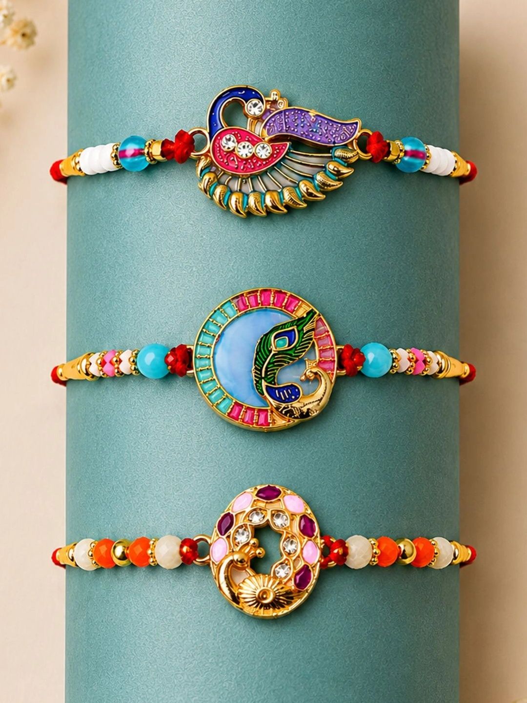 Myntra Elegant Homes Set Of 7 Rakhi Gift Set With Silver Coin, Greeting Card & Roli Chawal-image-45