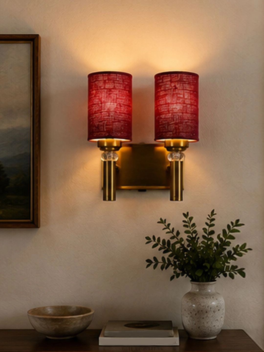 Myntra Elegant Homes Maroon Textured Metal Contemporary Cylinder Shaped Wall Lamp-picture-34