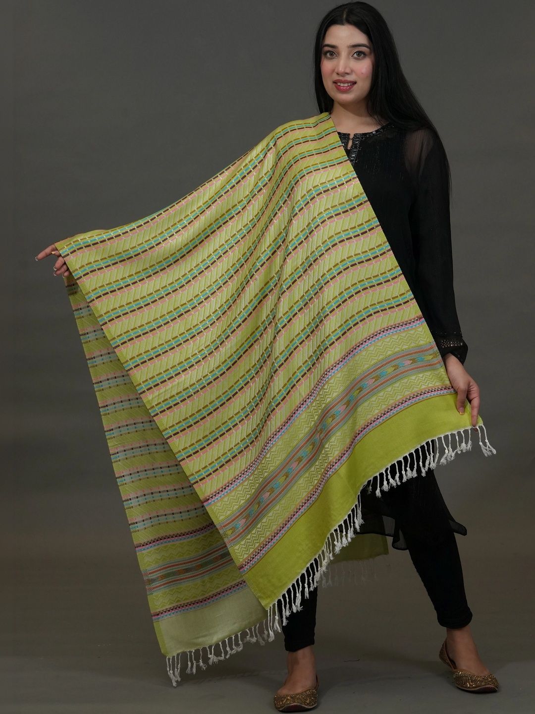 S.T. Women Geometric Woven Design Acrylic Shawl-picture-30