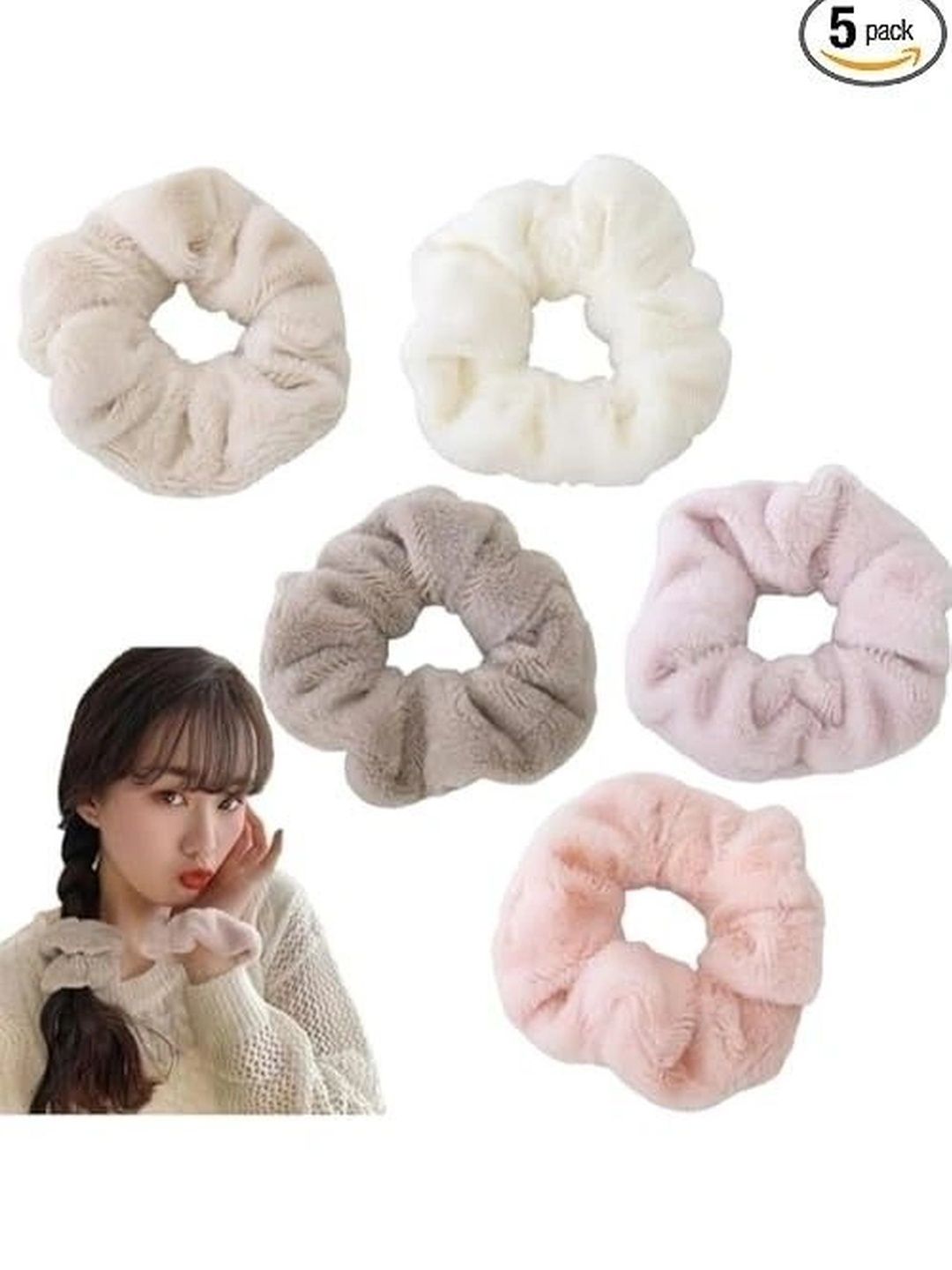 TorontoCN Women Set of 6 Fur Ponytail Holders-picture-46