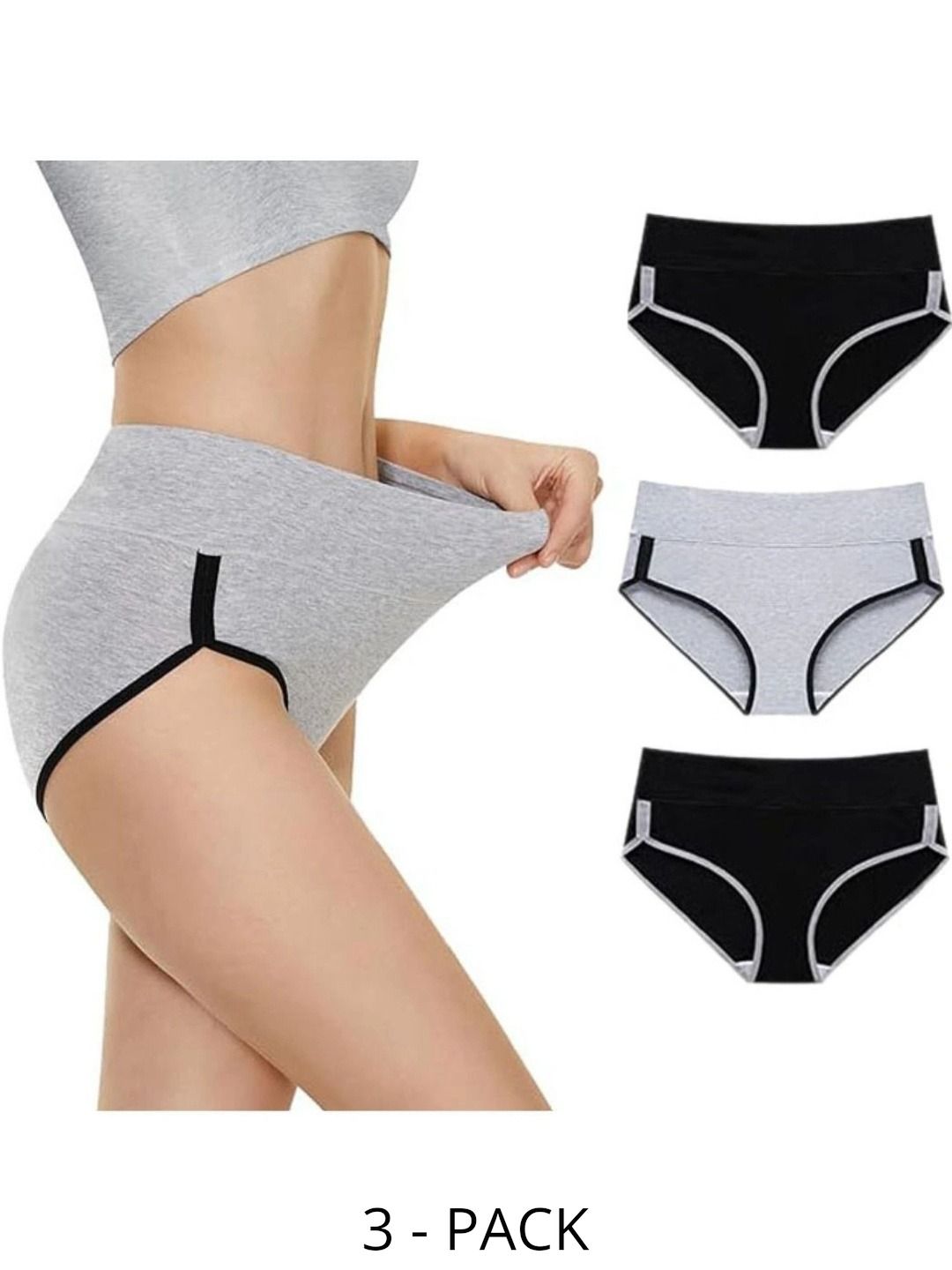 FIT STORY Women Pack of 3 Colourblocked Cotton Basic Briefs-picture-26