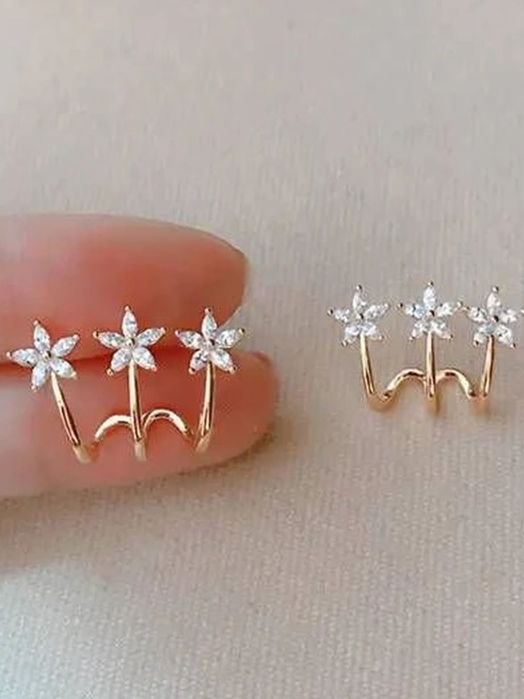 Celestria Floral Ear Cuff Earrings-picture-34