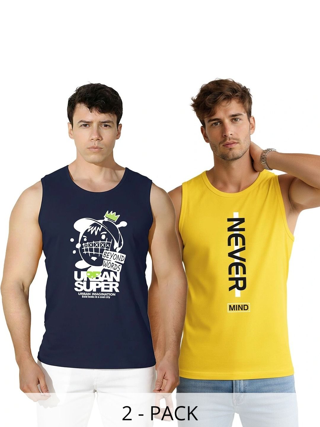 MINISTRY OF FRIENDS Pack of 2 Printed Cotton Tank-picture-24