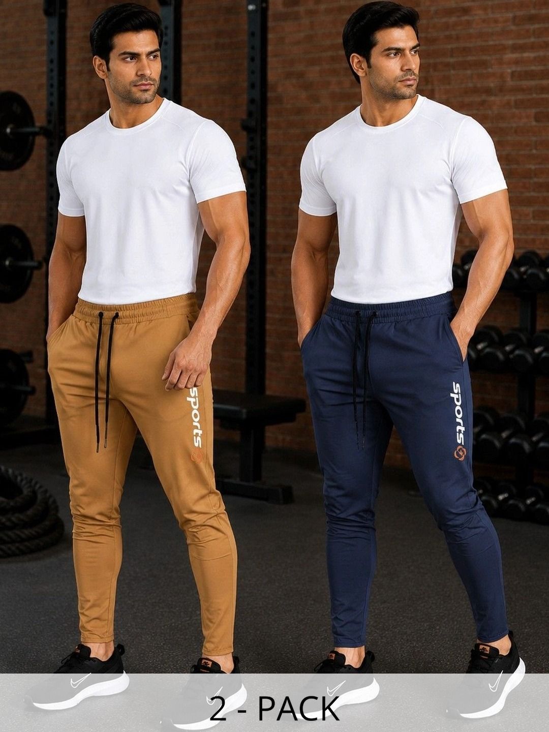 AVOLT Men Pack of 2 Regular Fit Brand Logo Training Joggers-picture-38