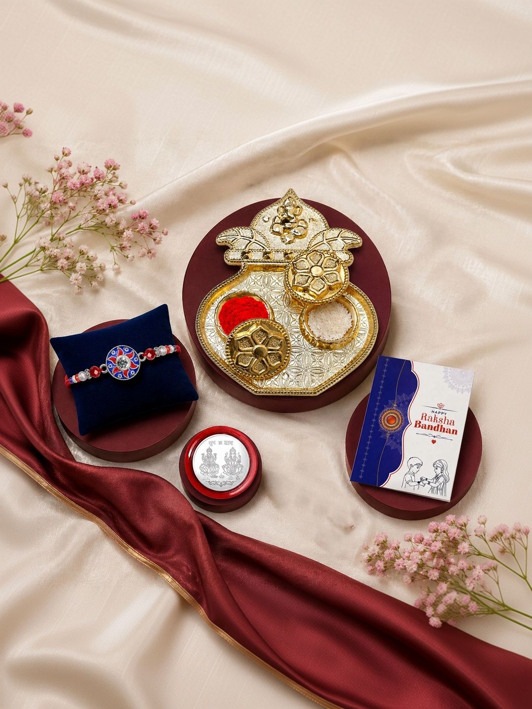 Myntra Elegant Homes Rakhi With Greeting Card Silver Coin & Roli Chawal-picture-30