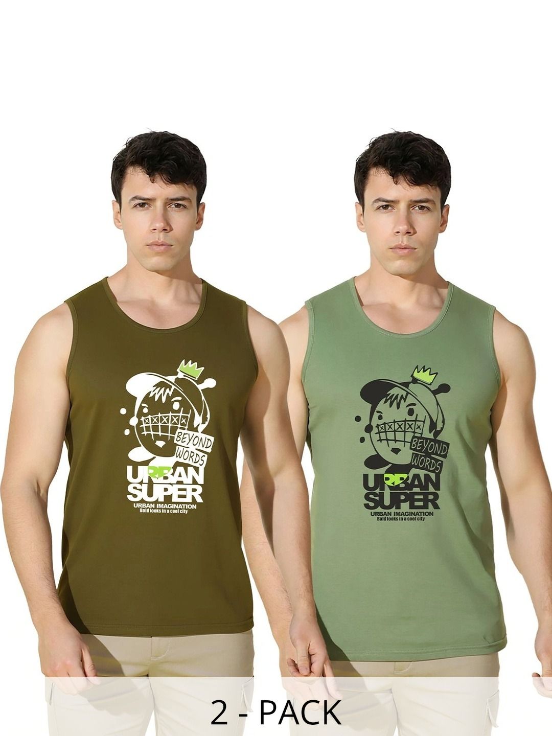 MINISTRY OF FRIENDS Pack of 2 Printed Cotton Tank-picture-17