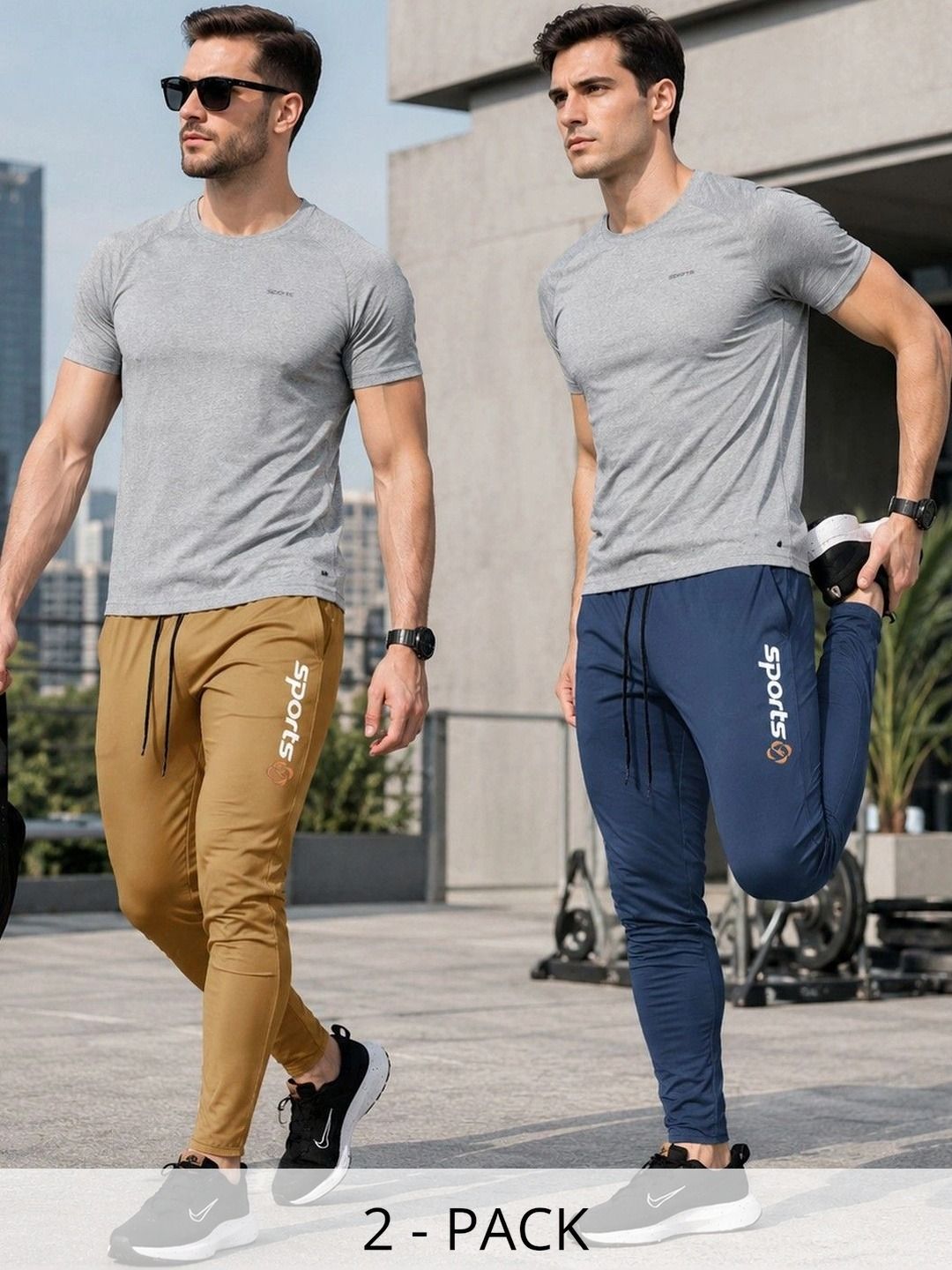 AVOLT Men Pack of 2 Regular Fit Brand Logo Training Joggers-picture-29